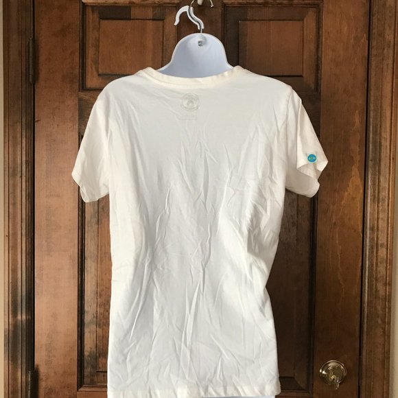 30A Dumpster Diver White V-Neck BEACH HAPPY Tee Made from Plastic Bottles Medium - Picture 9 of 12